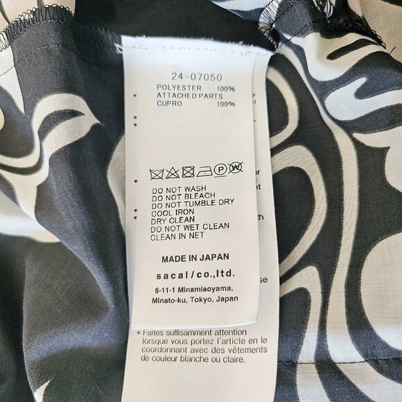 SACAI BLACK/OFF WHITE FLORAL PRINT BOXY SHIRT (3) - Picture 7 of 9